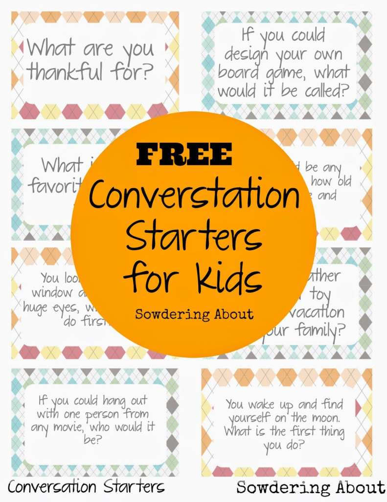 Free Printable; Conversation Starters For Kids | Lunchtime Laughs | Printable Conversation Cards For Adults