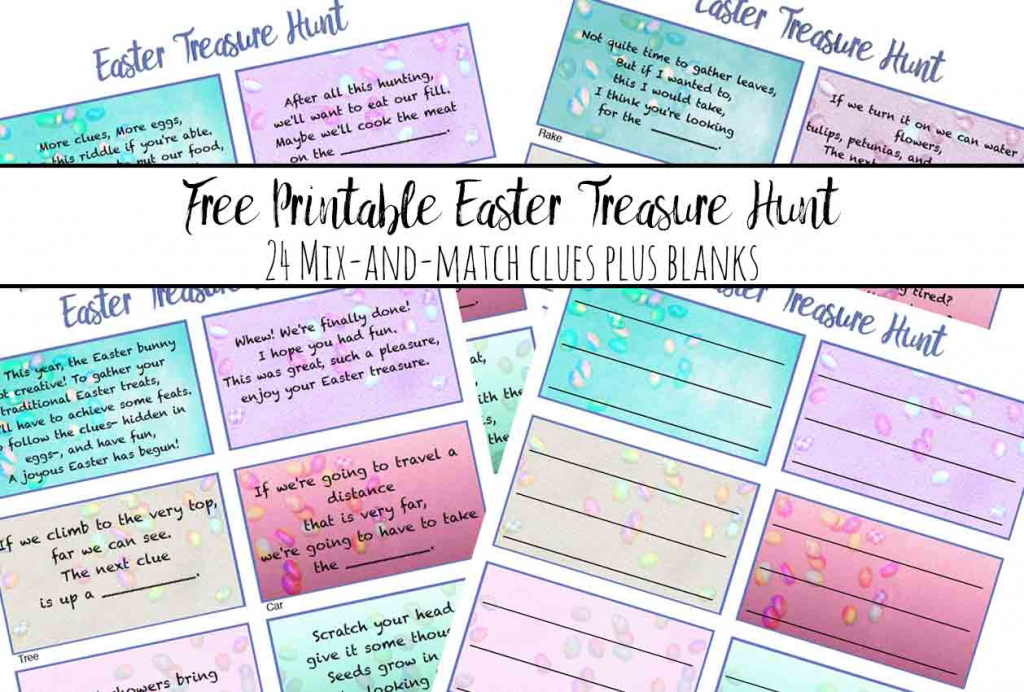 Free Printable Easter Treasure Hunt: 24 Mix &amp;amp; Match Clue Plus Blanks | Treasure Hunt Printable Clue Cards