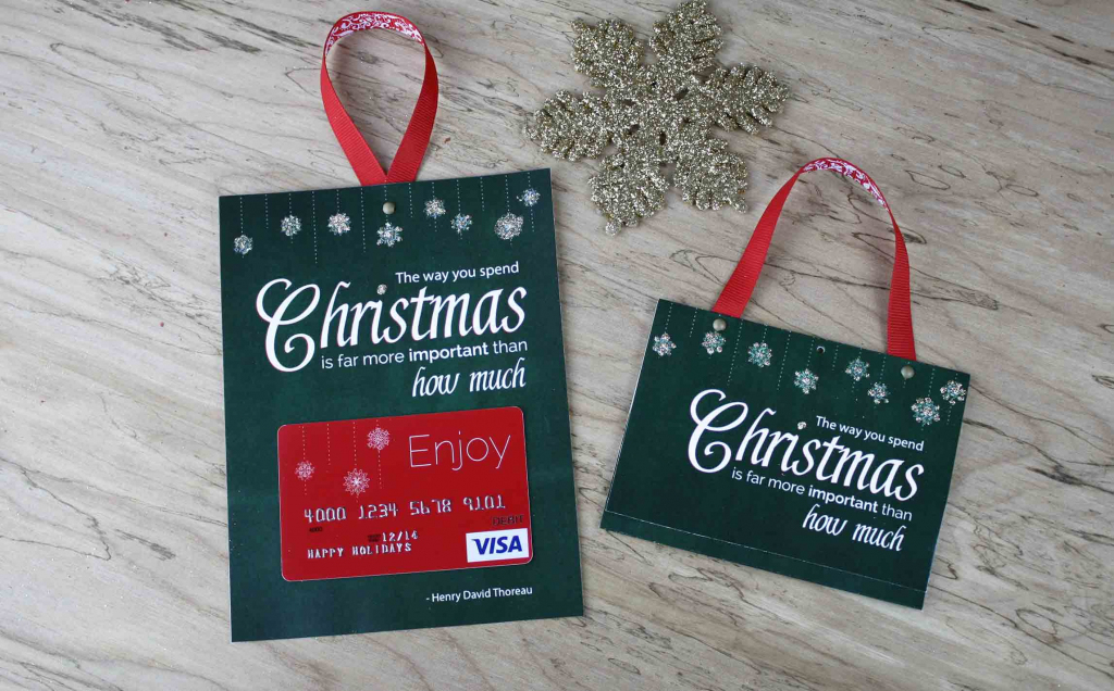 Free Printable| Gift Card Holder Spend Christmas | Free Printable Christmas Money Holder Cards