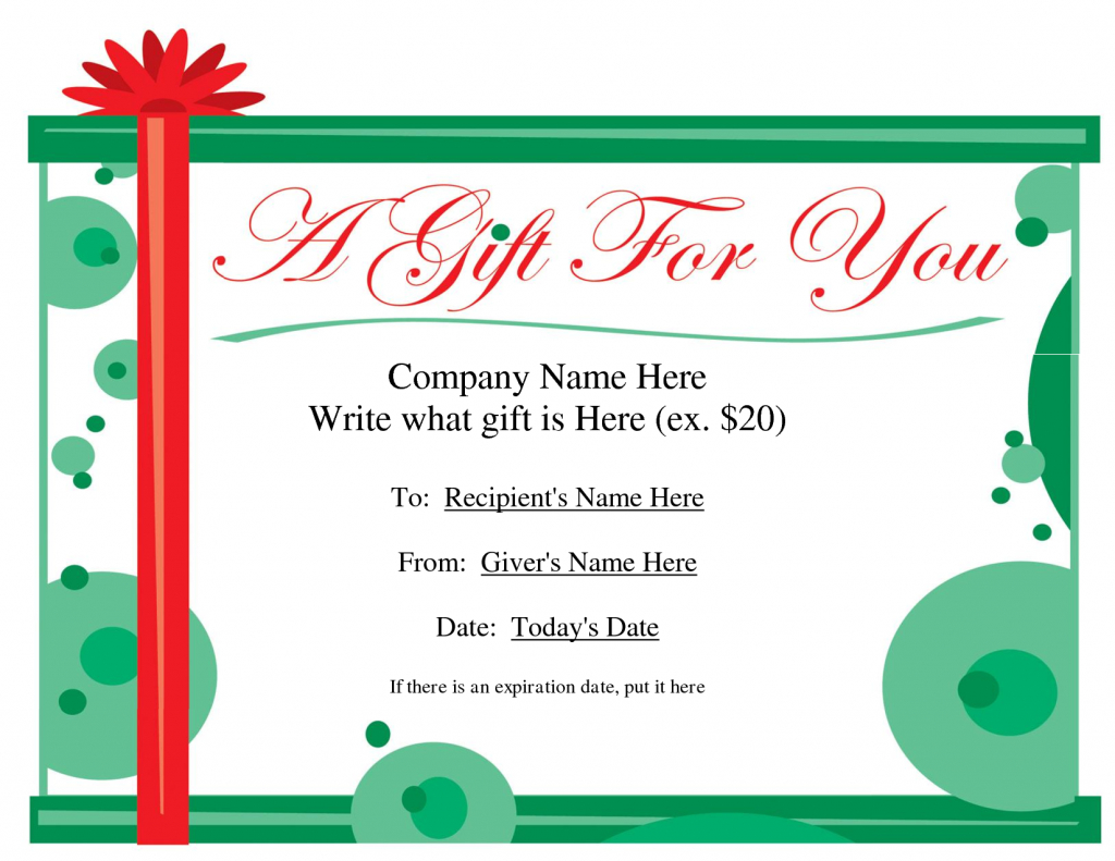 Free Printable Gift Certificate Template | Free Christmas Gift | Free Printable Gift Cards