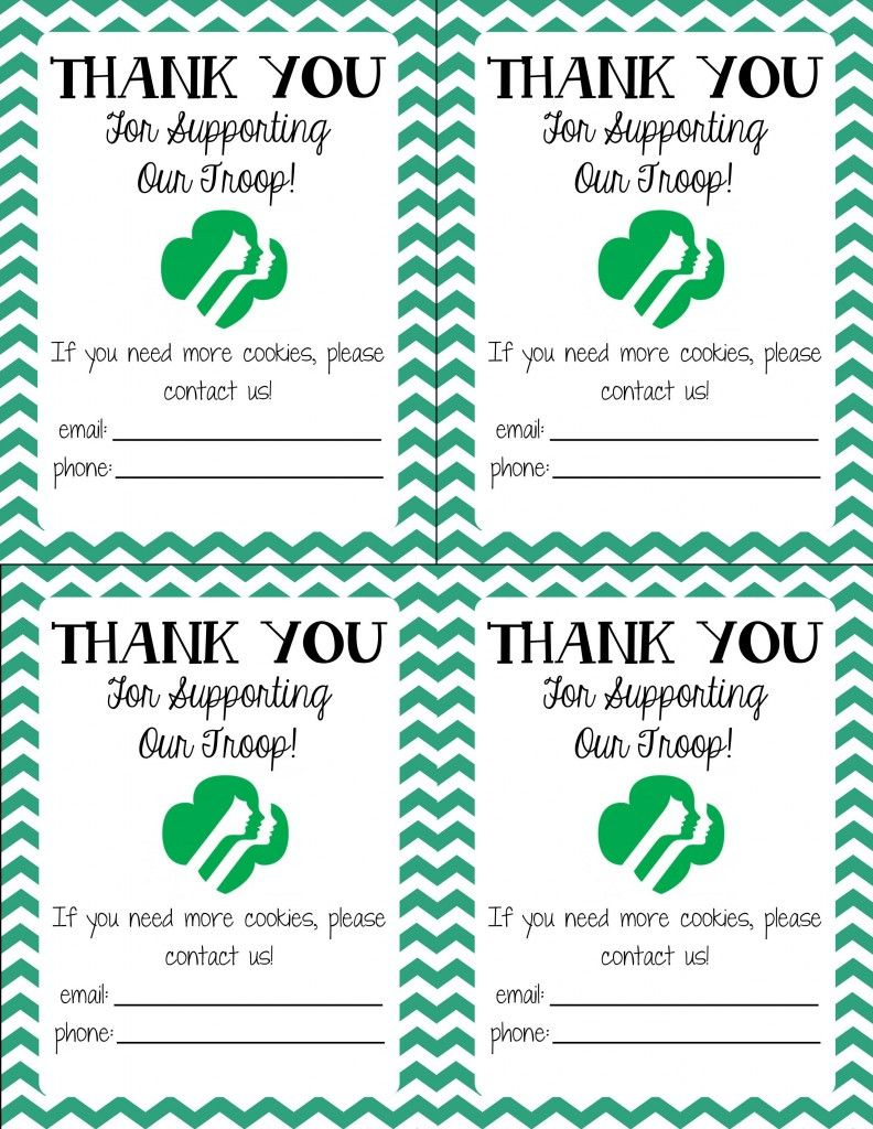 Free Printable! Girl Scout Cookie Thank You Cards | Girl Scouts | Military Thank You Cards Free Printable