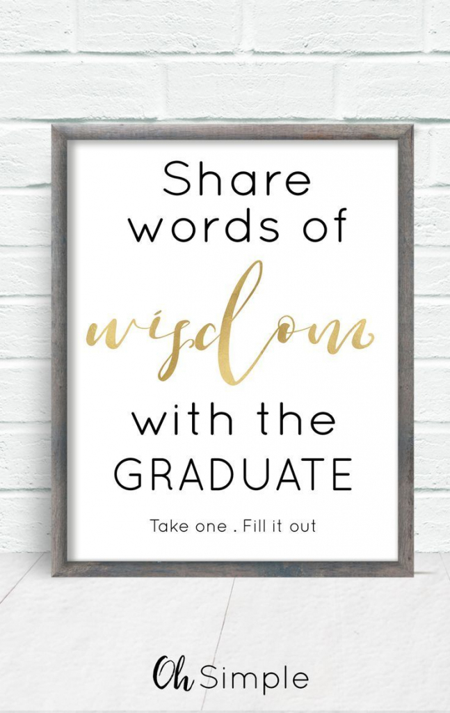Free Printable Graduation Sign With The Purchase Of Words Of Wisdom | Free Printable Graduation Advice Cards