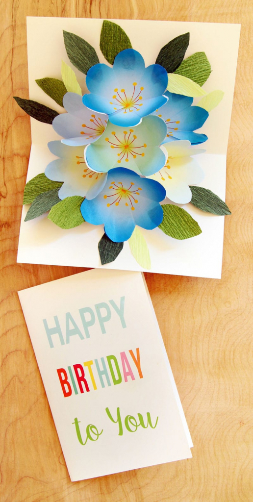 Free Printable Happy Birthday Card With Pop Up Bouquet - A Piece Of | Free Printable Pop Up Card Templates