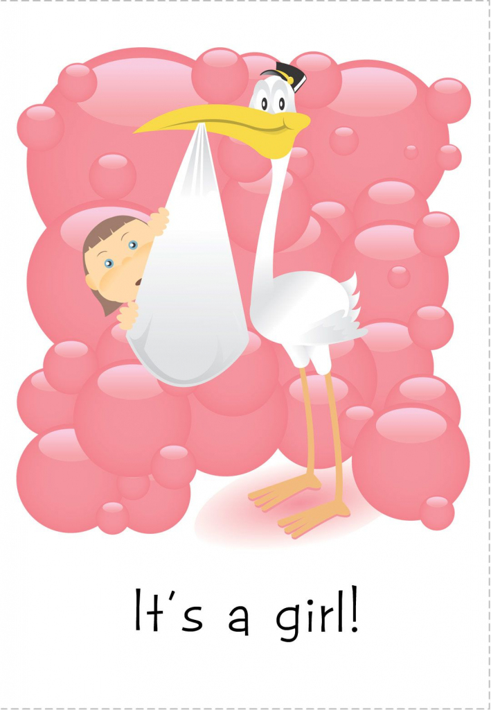 Free Printable &amp;#039;it&amp;#039;s A Girl&amp;#039; Greeting Card | Baby Shower | Baby | Congratulations On Your Baby Girl Free Printable Cards