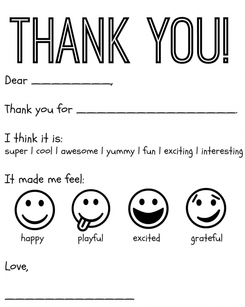 Free Printable Kids Thank You Cards To Color | Thank You Card | Printable Thank You Cards For Kids To Color