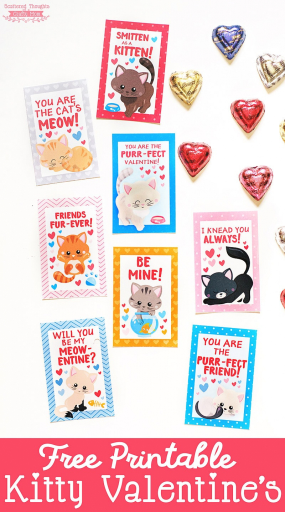 Free Printable Kitten Valentines - Scattered Thoughts Of A Crafty | Free Printable Cat Valentine Cards