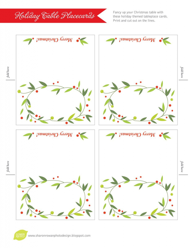 Free Printable Lemon Squeezy: Day 12: Place Cards | Work Stuff | Free Printable Christmas Table Place Cards Template