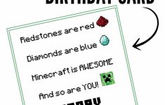 Minecraft Birthday Card Printable
