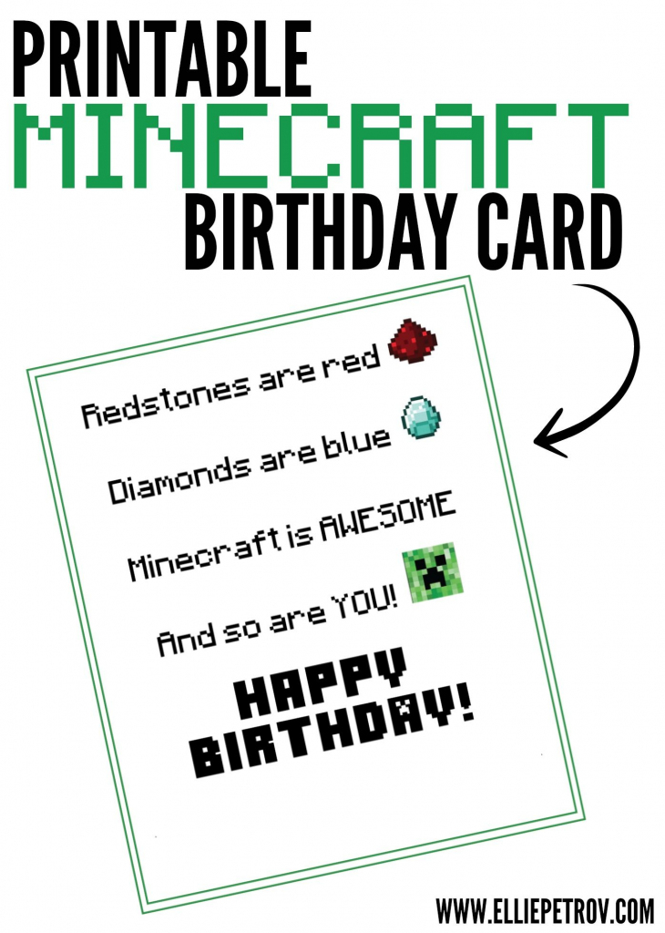 Free Printable Minecraft Birthday Card | Papercrafting | Minecraft | Printable Birthday Cards For Kids