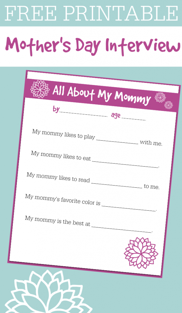 Free Printable Mother&amp;#039;s Day Interview For Kids - No Time For Flash Cards | Printable Mothers Day Cards For Preschoolers