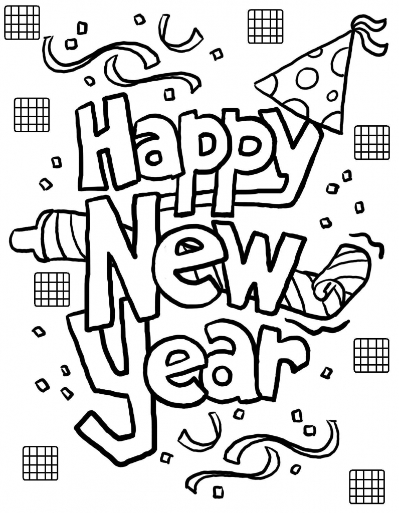 Free Printable New Years Coloring Pages For Kids | Coloring | Free Printable Happy New Year Cards