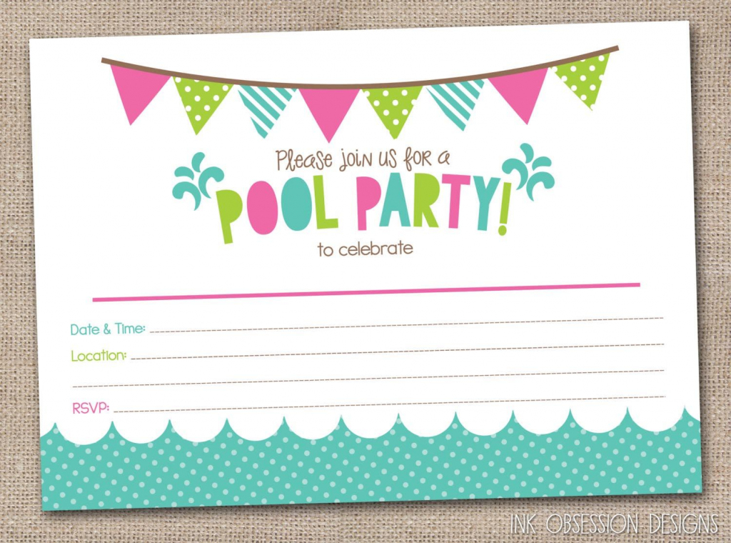 Free Printable Pool Party Birthday Invitations | Party Invitations | Free Printable Pool Party Invitation Cards