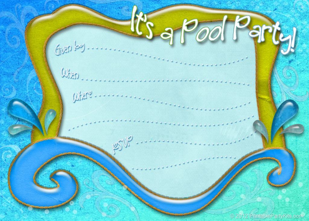Free Printable Pool Party Invitation Template From | Free Printable Pool Party Invitation Cards