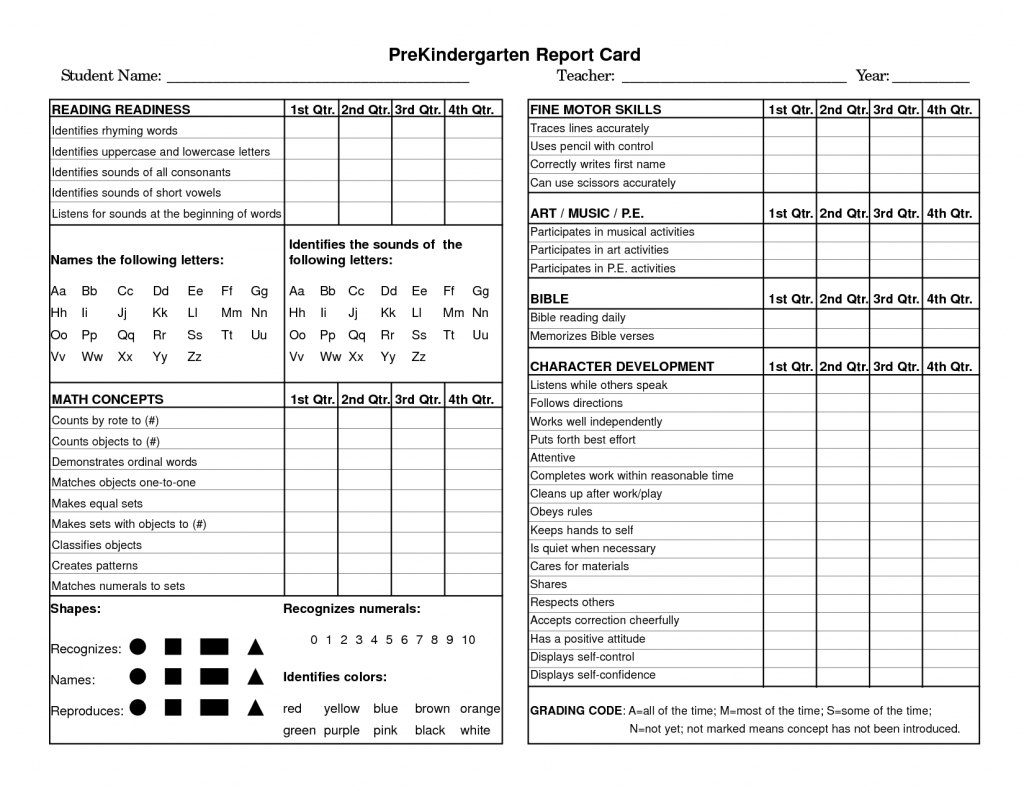 Free Printable Progress Reports - Kleo.bergdorfbib.co | Free Printable Kindergarten Report Cards