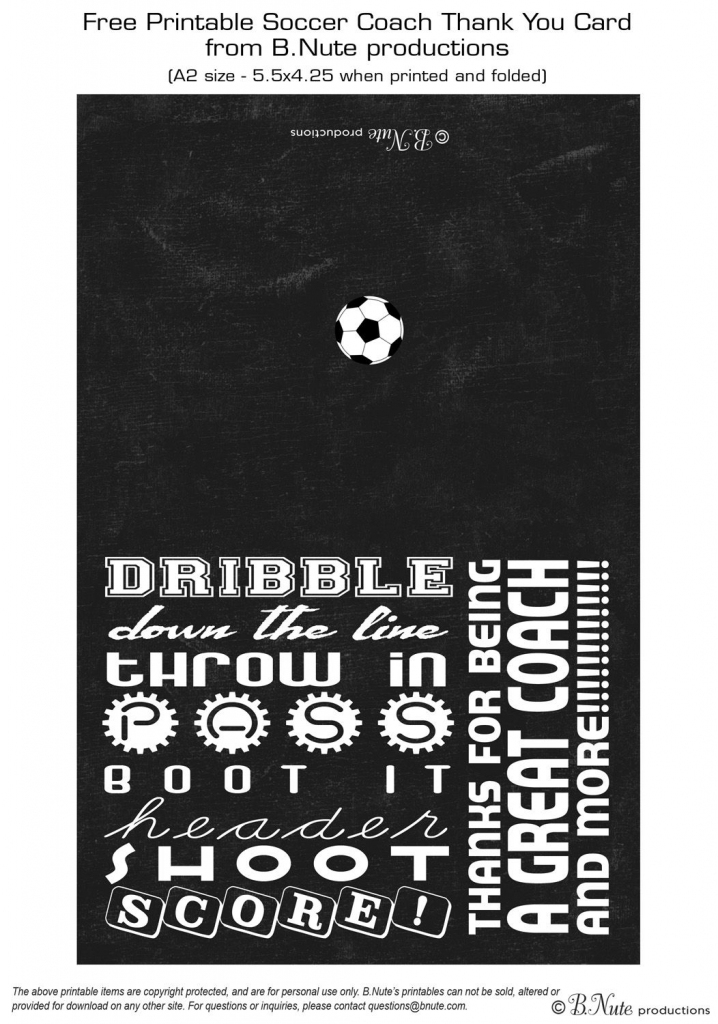 Free Printable Soccer Coach Thank You Card From B.nute Productions | Free Printable Soccer Thank You Cards