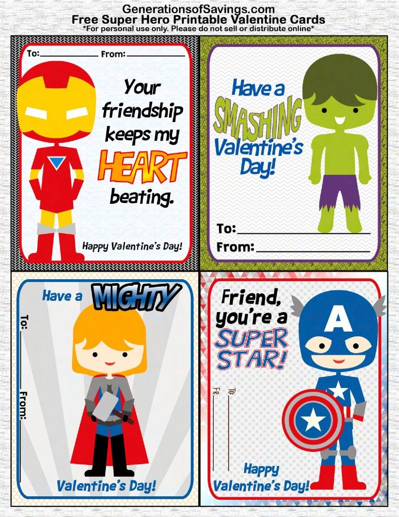 Free Printable Superhero Valentine&amp;#039;s Day Cards | Free Printable Superman Valentine Cards