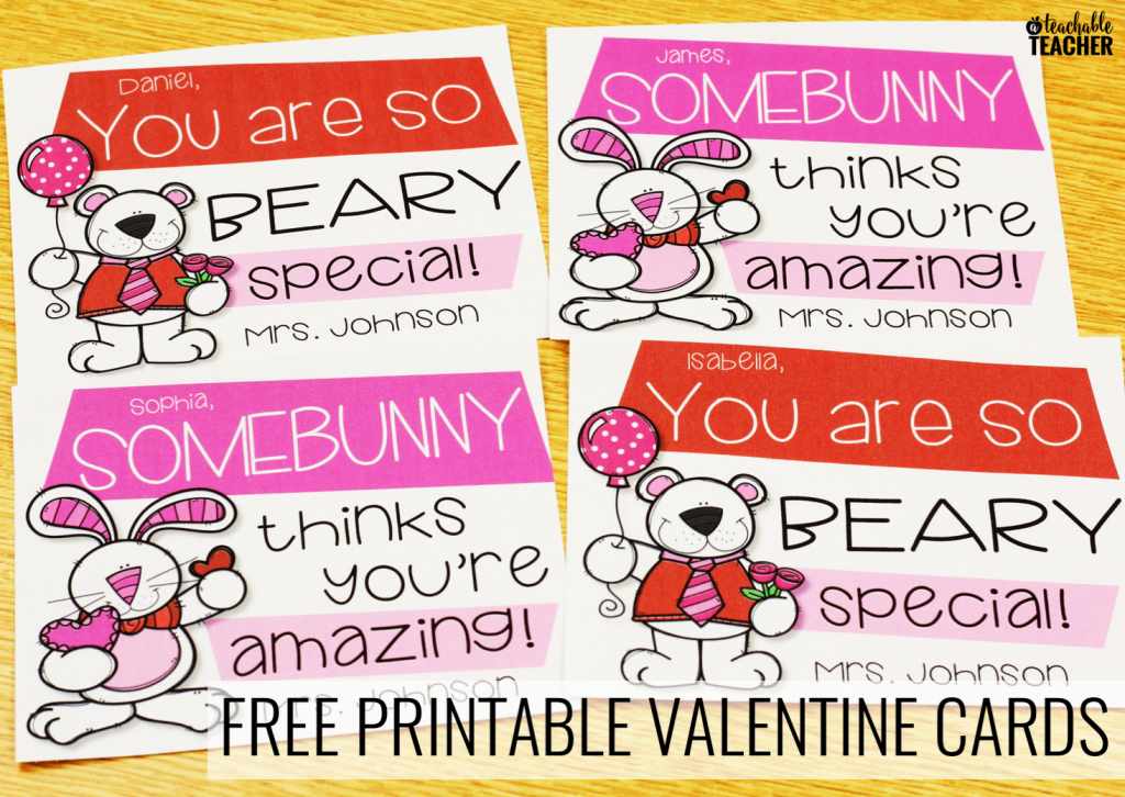 Free Printable Teacher Valentine Cards - A Teachable Teacher | Printable Valentine Cards For Teachers