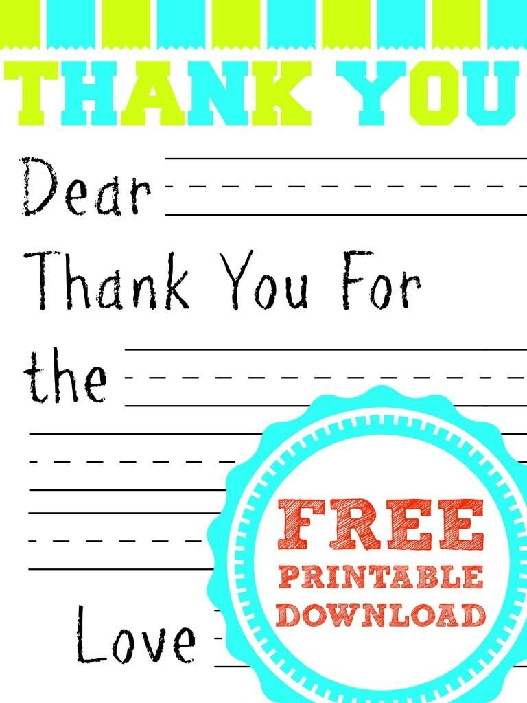 Free Printable Thank You Card | Kids Thank You Note Templates | Free Printable Thank You Cards For Soldiers