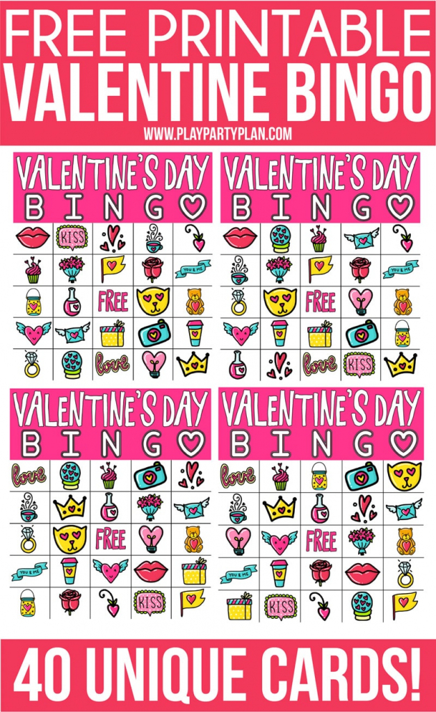 Free Printable Valentine Bingo Cards For All Ages - Play Party Plan | Printable Valentine Bingo Cards With Numbers