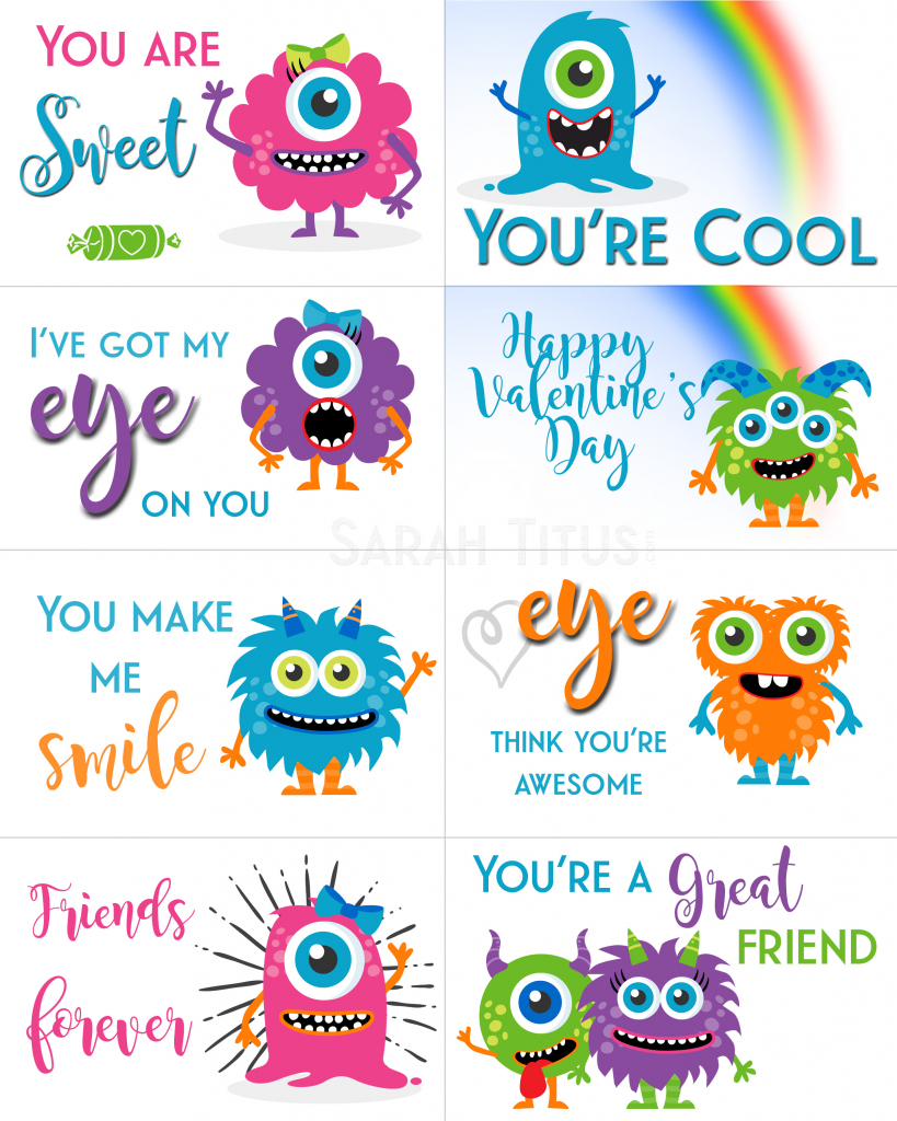 Free Printable Valentine Cards - Sarah Titus | Printable Valentine Cards For Kids