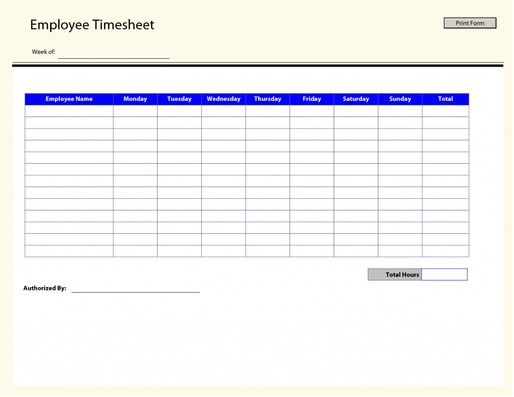 Free Printable Weekly Employee Time Sheets - Kleo.bergdorfbib.co | Employee Time Card Template Printable