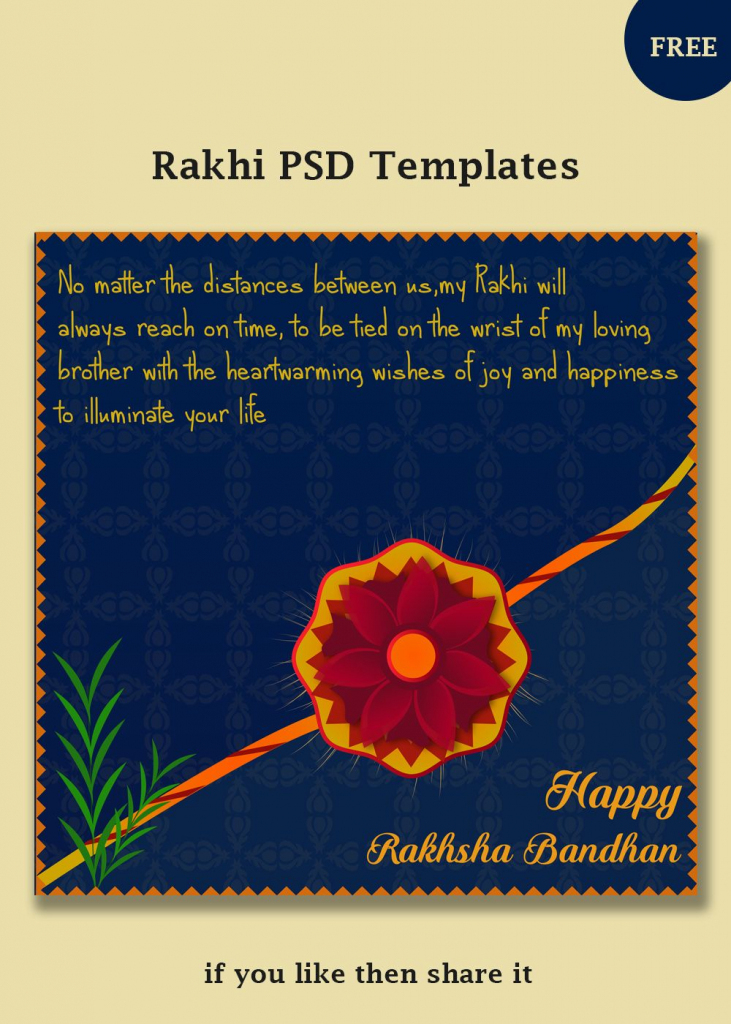 Free Rakhi Vector Templates | Social Post Design | Templates, Psd | Free Online Printable Rakhi Cards