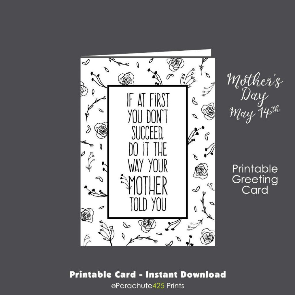 Funny Mom Card, Printable Mom Card, Funny Mothers Day, Mothers Day | Printable Birthday Cards For Mom Funny