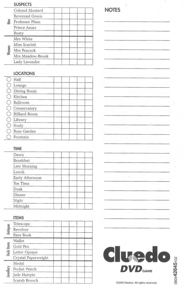 Cluedo Score Cards Printable Printable Card Free