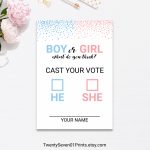 Gender Reveal Vote Ballot Cards Game Printable Confetti Pink | Etsy | Printable Gender Reveal Voting Cards