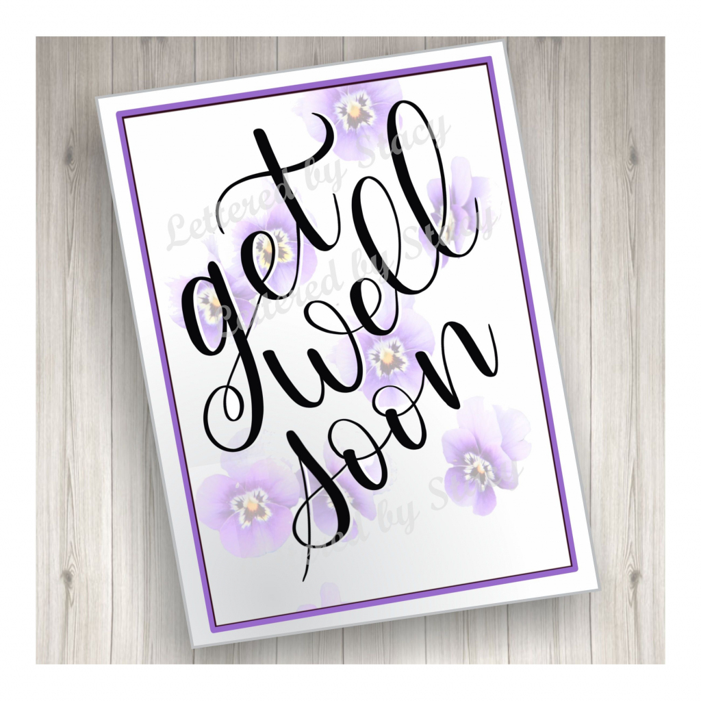 Get Well Soon Card With Purple Violets/ Downloadable Card/ Printable | Speedy Recovery Cards Printable