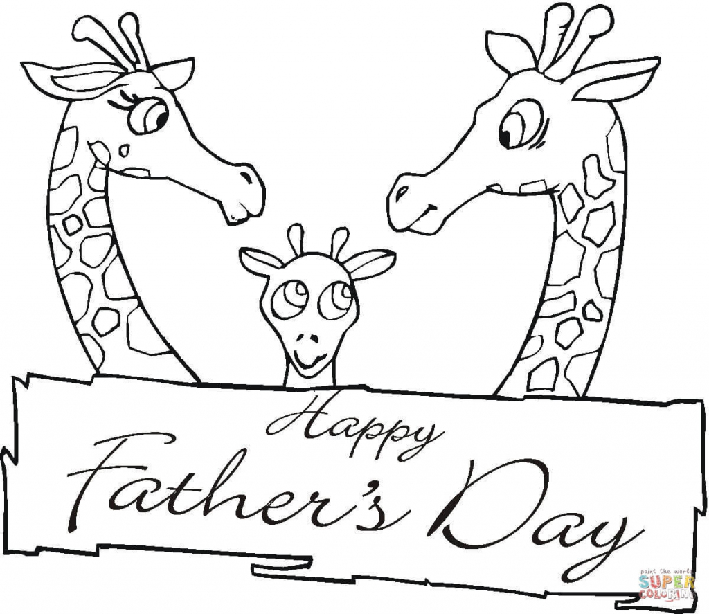 Giraffes Together On Father&amp;#039;s Day Coloring Page | Free Printable | Hallmark Free Printable Fathers Day Cards