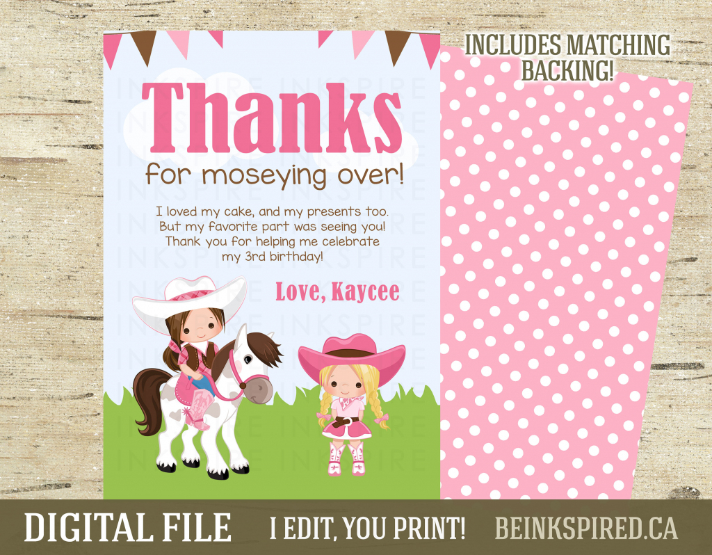 Girls Horse Thank You Card Printable Digital File | Etsy | Horse Thank You Cards Printable