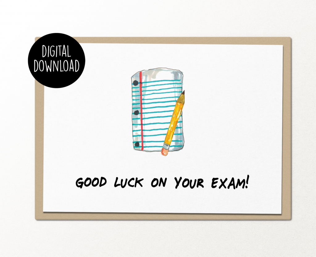 Good Luck On Your Exam Printable Card Digital Download Funny | Etsy | Printable Good Luck Cards For Exams