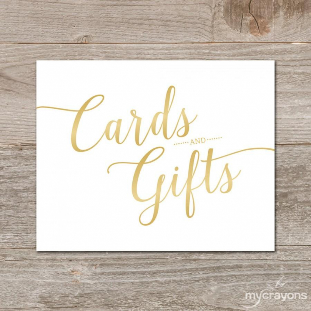 Gradient Gold Cards And Gifts Sign // Printable Wedding Card Sign | Cards Sign Free Printable