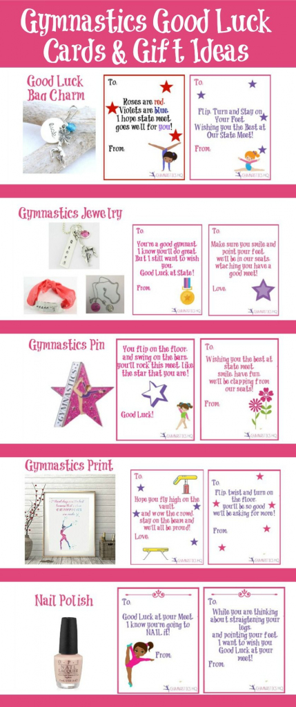 Gymnastics Good Luck Gift Ideas Along With Free Printable Good Luck | Printable Good Luck Cards