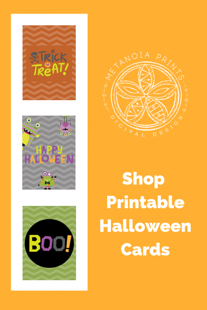 Halloween Printable Cards Instant Digital Download Halloween Party | Cute Printable Halloween Cards