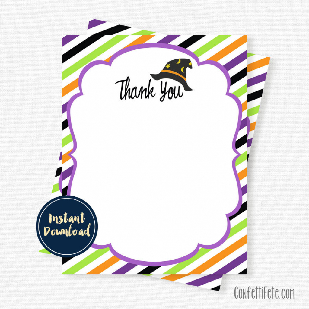 Halloween Thank You Cards Witch Thank You Birthday Thank You | Etsy | Halloween Thank You Cards Printable