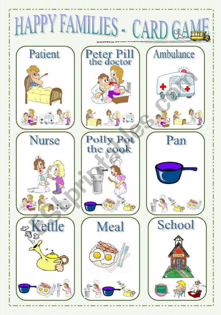 Happy Families - Card Game Part 1 - Esl Worksheetlilianac | Happy Families Card Game Printable