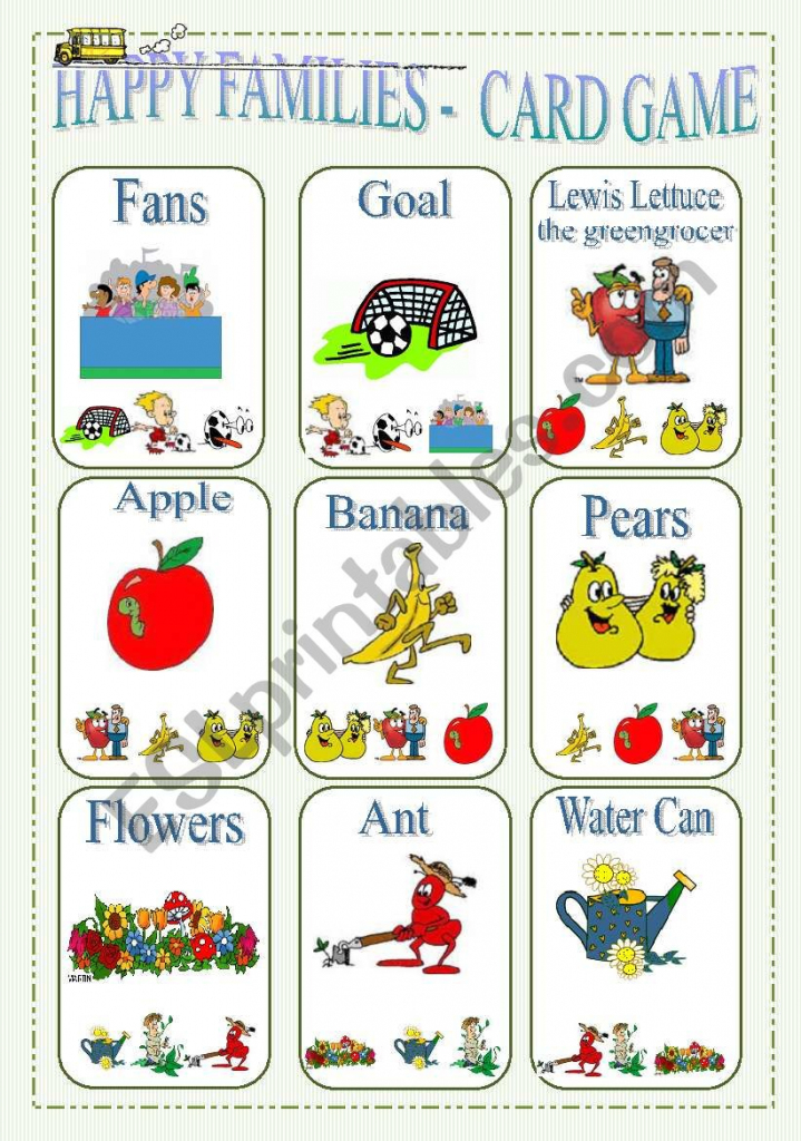 Happy Families - Card Game Part 2 - Esl Worksheetlilianac | Happy Families Card Game Printable