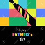 Happy Father's Day Greeting Card Template With Tie On Geometrical | Father&#039;s Day Tie Card Printable
