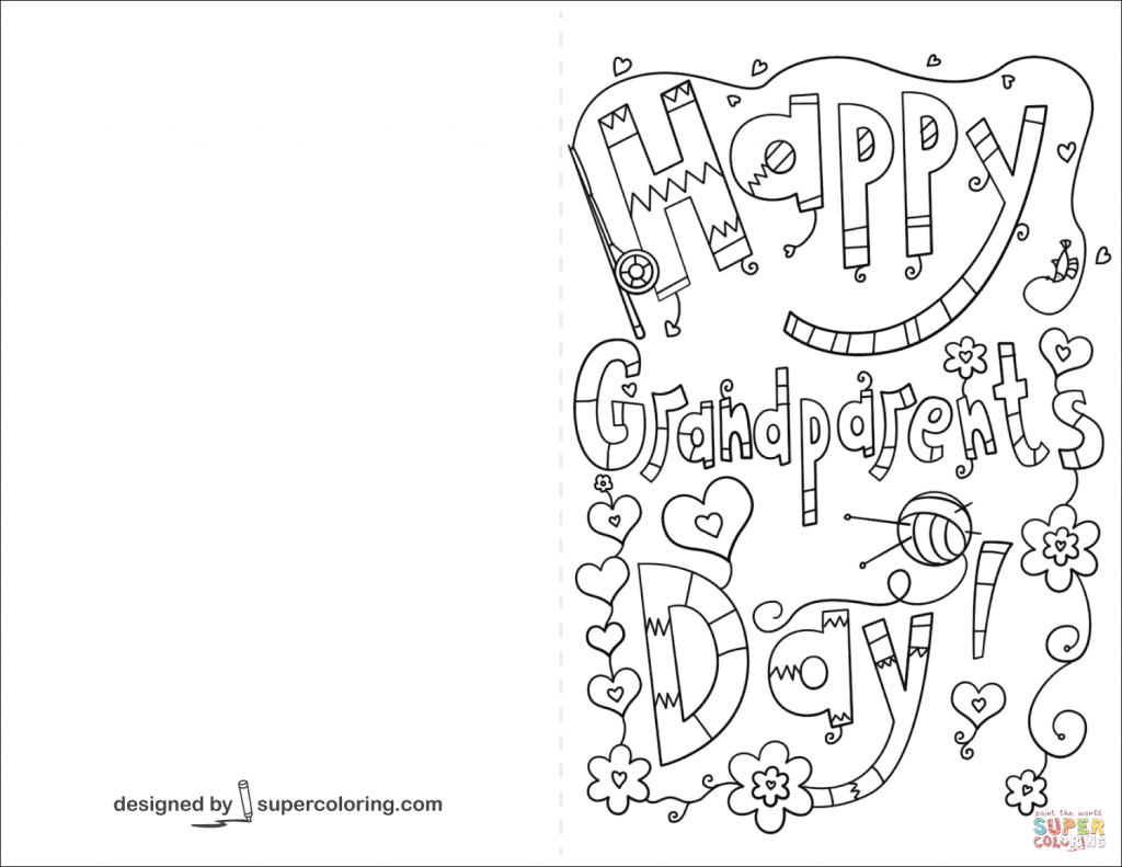 Happy Grandparents Day Doodle Card Coloring Page | Free Printable | Grandparents Day Cards Printable Free
