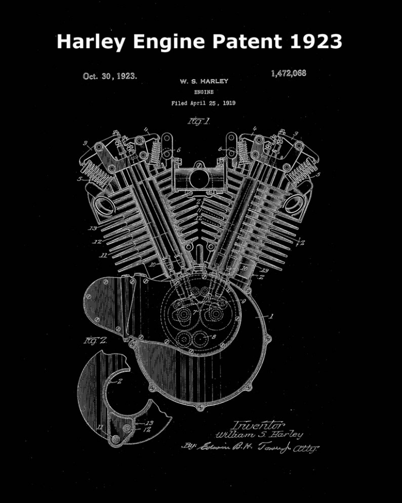 Harley Engine Patent 1923-Harley Davidson Print-Motorbike | Etsy | Printable Harley Davidson Gift Cards