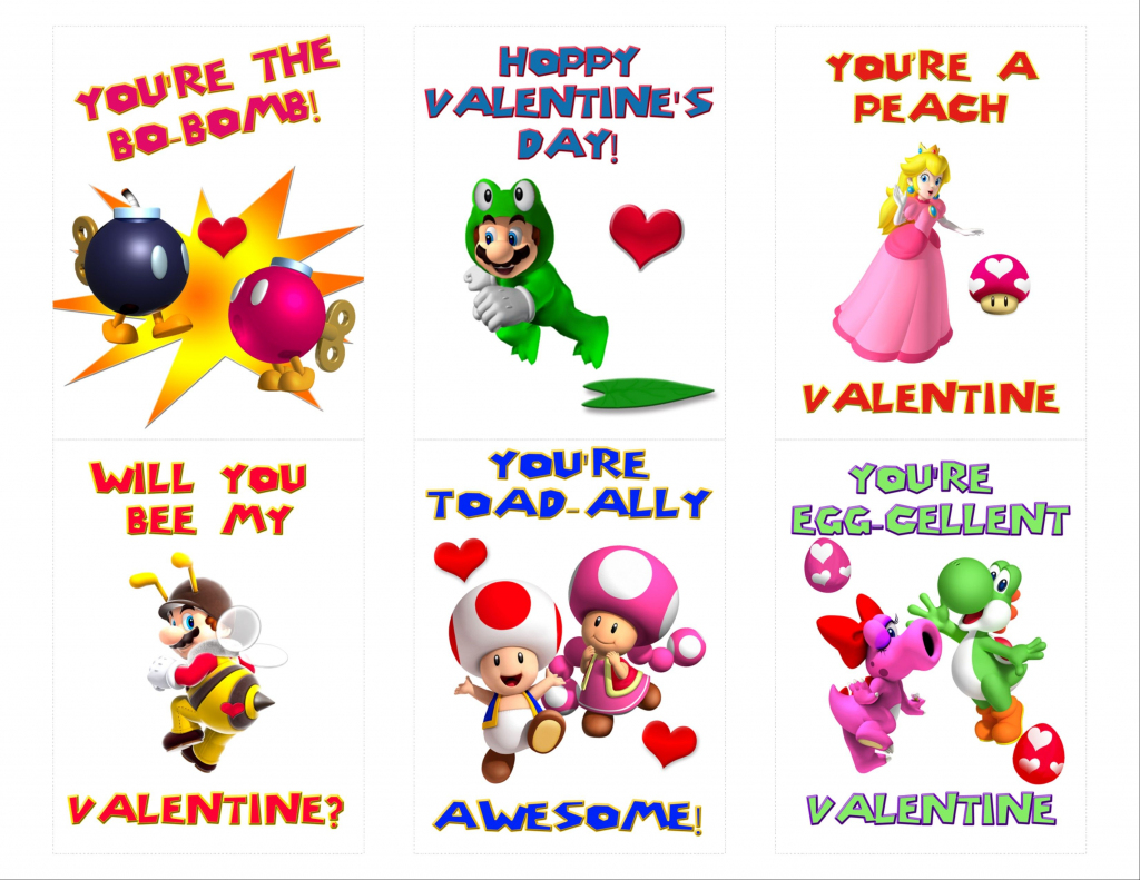 Have A &amp;#039;super&amp;#039; Valentine&amp;#039;s Day With Mario | Holidays: Valentine&amp;#039;s | Printable Mario Valentines Cards