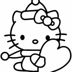 Hello Kitty With Valentine's Day Heart Coloring Page | Free | Hello Kitty Valentines Day Cards Printable