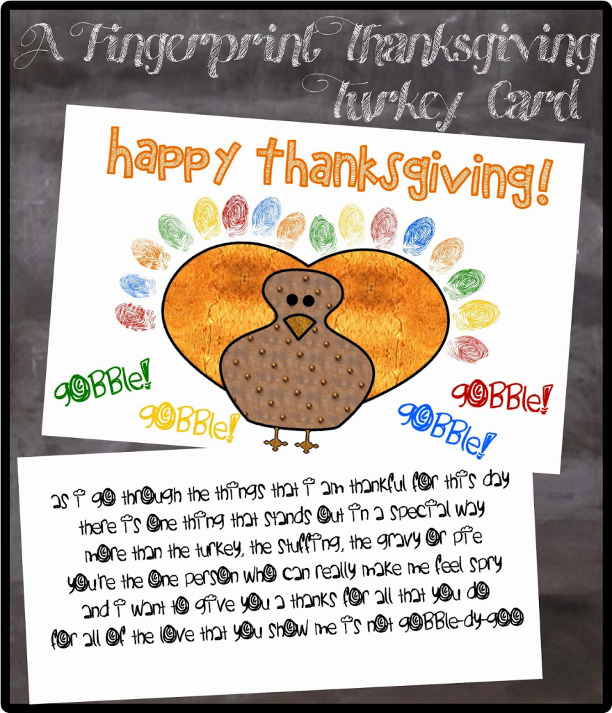 Hollyshome Family Life: A Fingerprint Thanksgiving Turkey Card | Thanksgiving Cards For Kids Printable