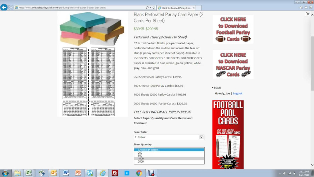 How To Buy Perforated Paper For Parlay Cards - Youtube | Football Parlay Cards Printable