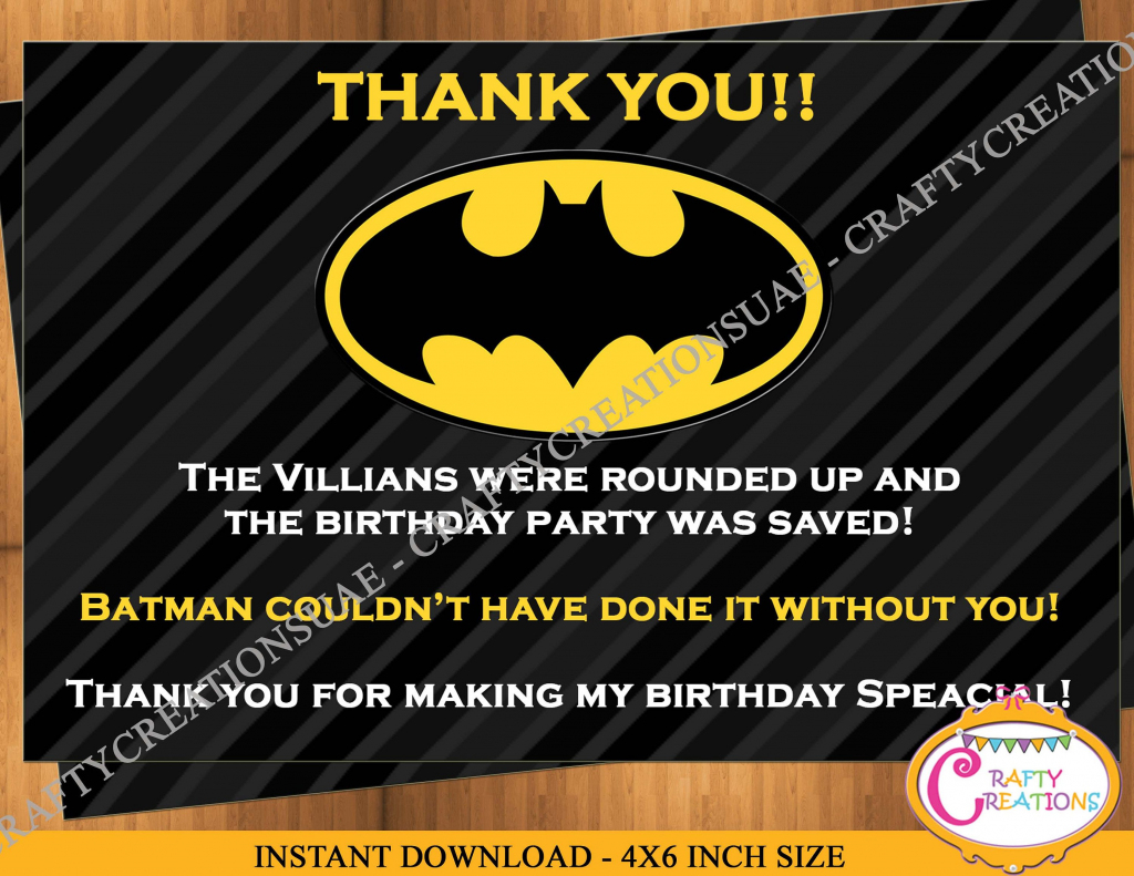 Instant Download- Batman Thank You Card - Superheros Thank You Card | Batman Thank You Cards Printable