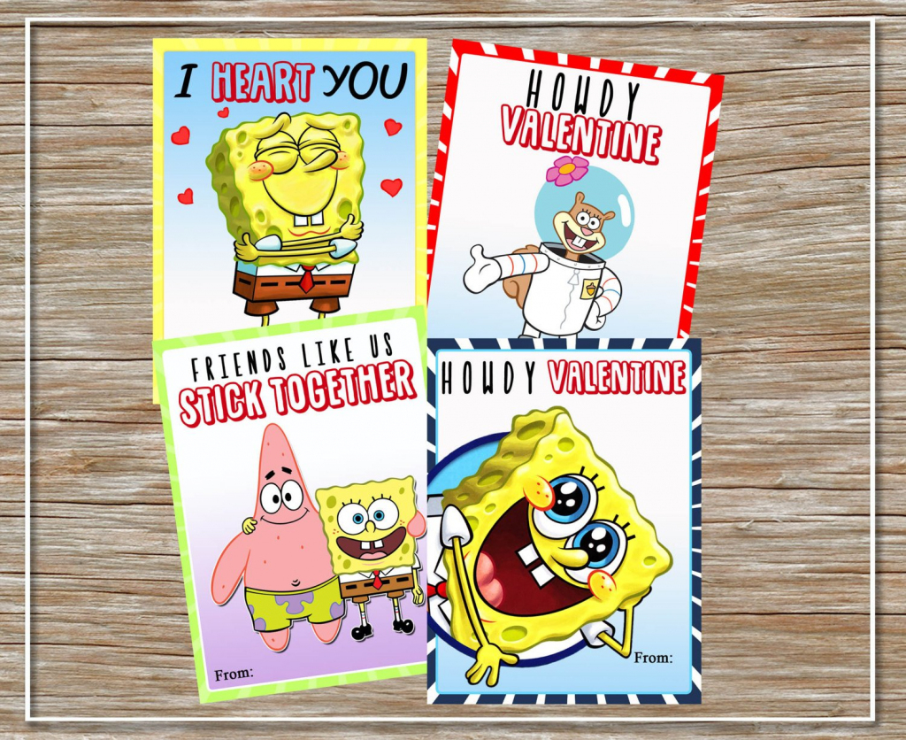 Instant Download Printable Spongebob Valentine Cards Set | Etsy | Spongebob Valentine Cards Printable