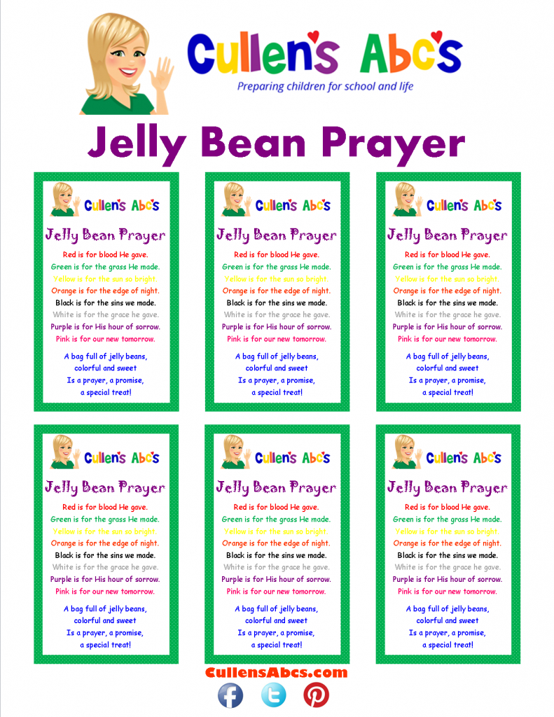 Jelly Bean Prayer | Online Preschool And Children&amp;#039;s Videos | Jelly Bean Prayer Printable Cards