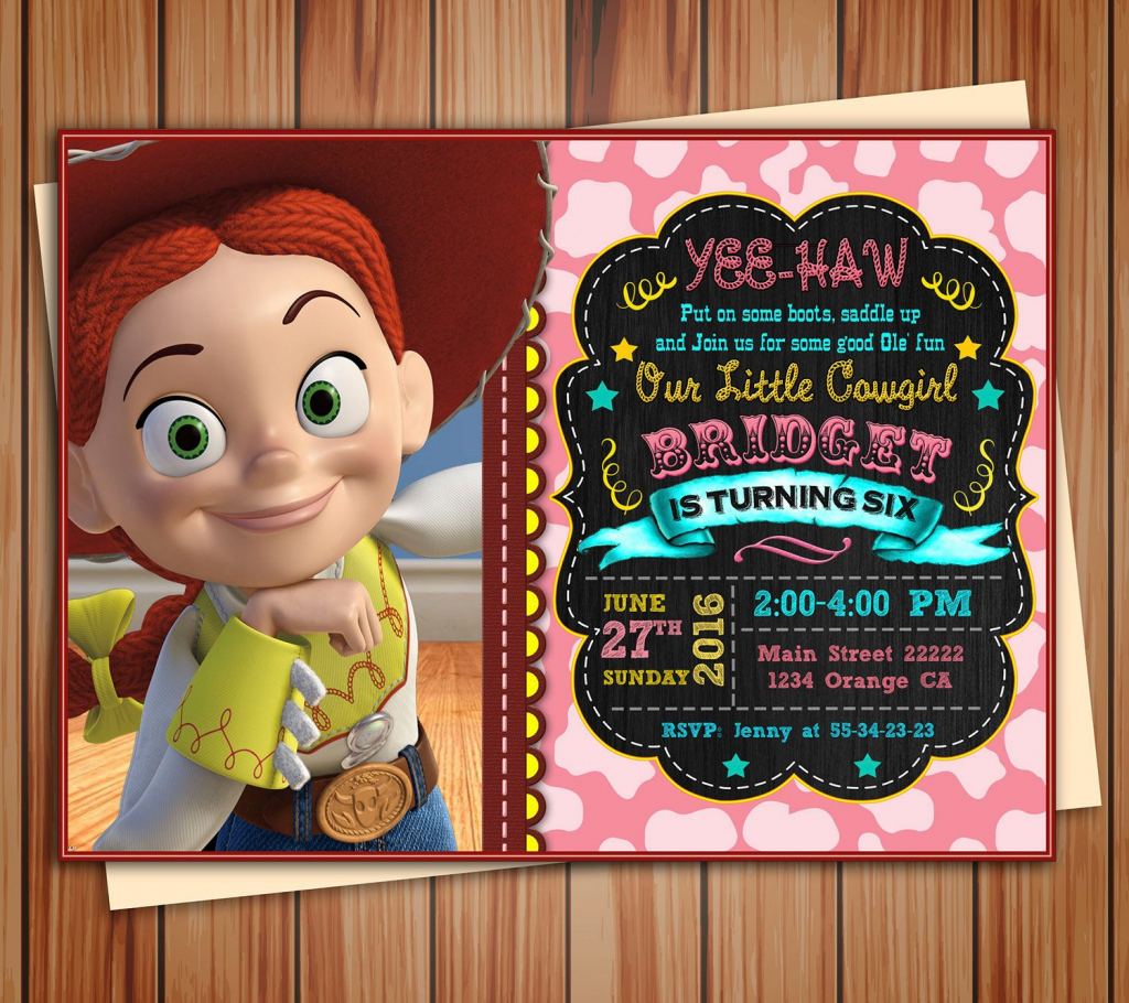 Jessie Cowgirl Toy Story Birthday Photo Invitation Chalkboard | Etsy | Toy Story Birthday Card Printable Free